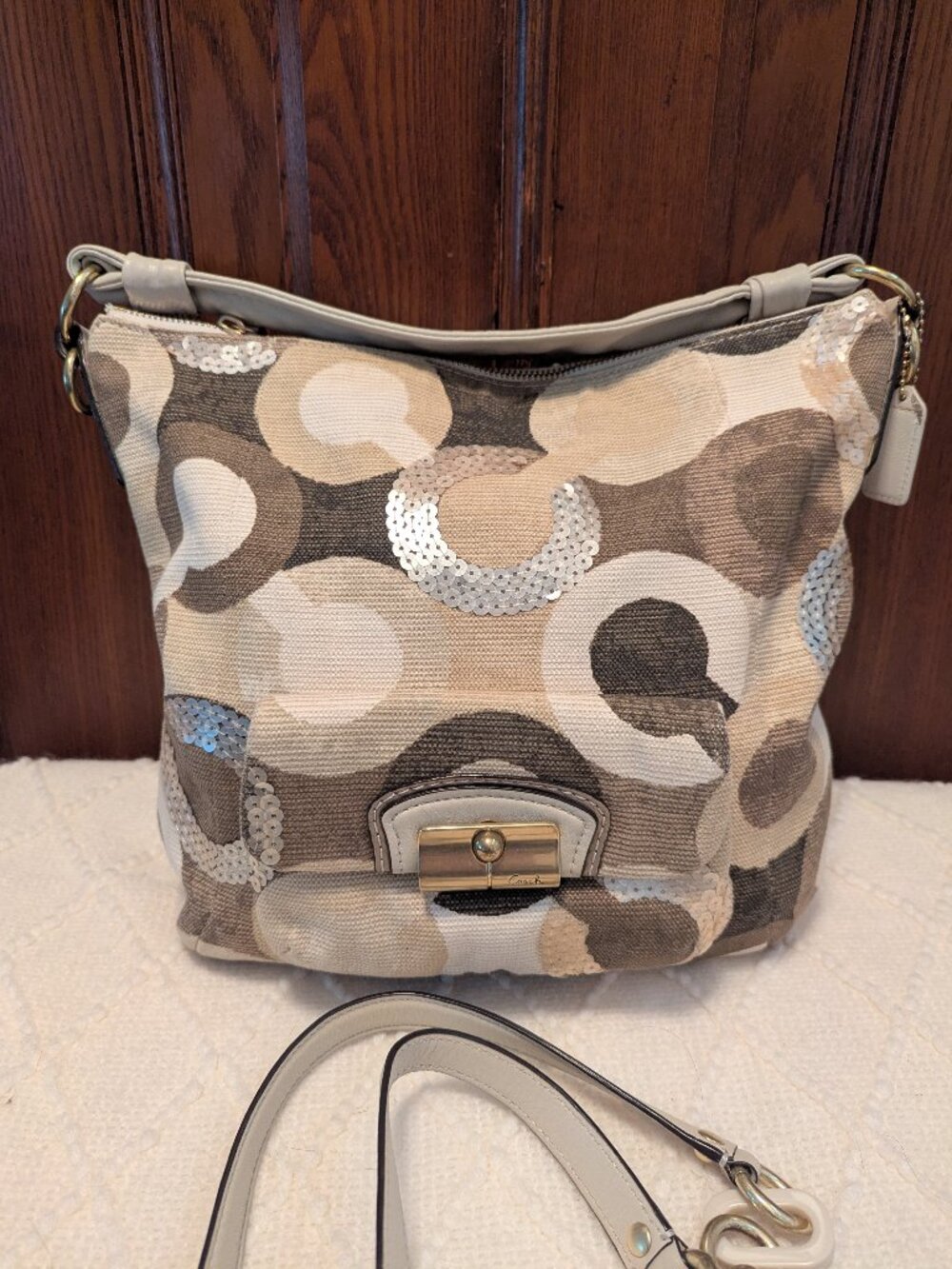 Coach Kristin Op Art Sequin Hobo Bag